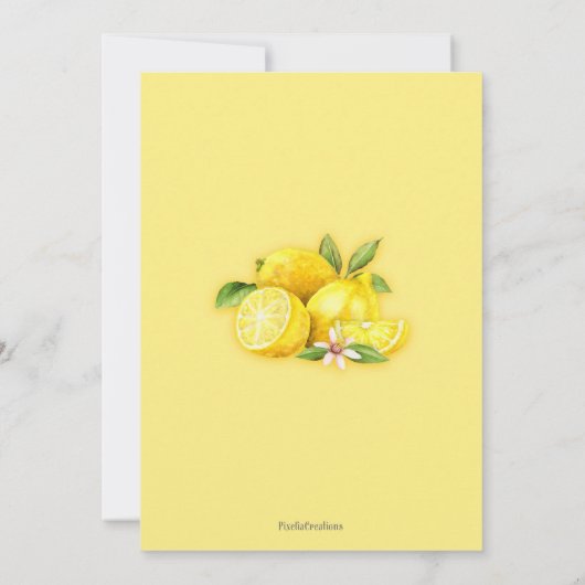 Sommergeburt, Zitrone, Mädchen, Geburtstag Einladung (Rückseite)