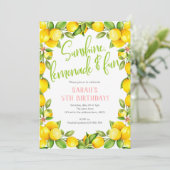 Sommergeburtszeit, Zitrone, Mädchen, Geburtstag Einladung (Stehend Vorderseite)