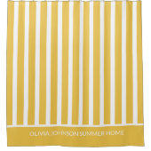 Sommergelb gestreifter, benutzerdefinierbarer Name Duschvorhang (Vorderseite)