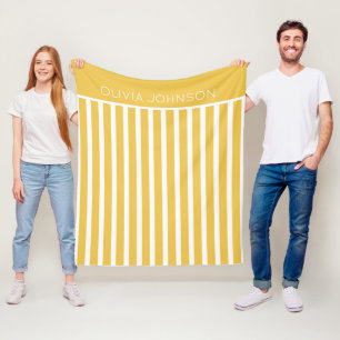 Sommergelb gestreifter, benutzerdefinierbarer Name Fleecedecke