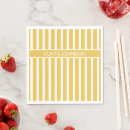 Sommergelb gestreifter, benutzerdefinierbarer Name Serviette