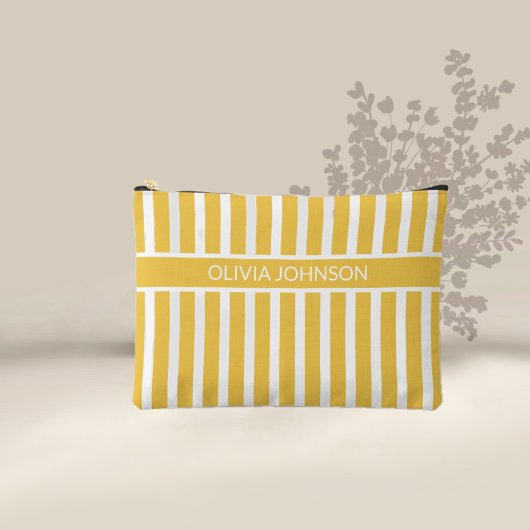 Sommergelb gestreifter, benutzerdefinierbarer Name Zubehörtasche
