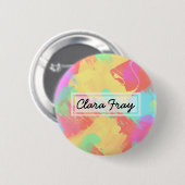 Sommergelb-orangefarbene Pink-Korallenbürsten Button (Vorne & Hinten)