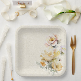 Sommergelbe Blumenpapierplatte Pappteller