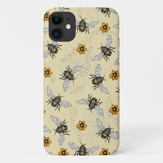 Sommergelbe Honigbiene und Blume Muster Case-Mate iPhone Hülle (Rückseite)