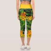 Sommergelbe orange gürtelfarbene Muster Capri Leggings (Rückseite)