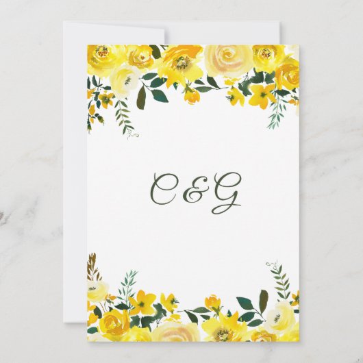 Sommergelbe Rosenblüte Einladung (Rückseite)