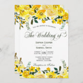 Sommergelbe Rosenblüte Einladung (Vorne/Hinten)