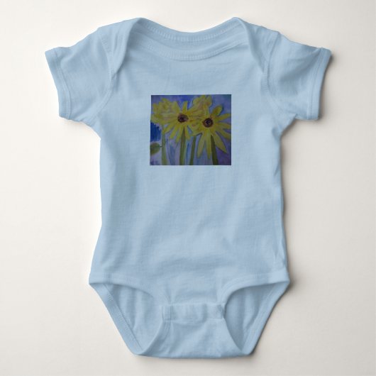 Sommergelbe Sonnenblumen Baby Strampler (Vorderseite)
