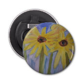 Sommergelbe Sonnenblumen Button Flaschenöffner (Vorderseite)