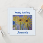 Sommergelbe Sonnenblumen Flat Birthday Card Karte (Vorderseite/Rückseite Beispiel)