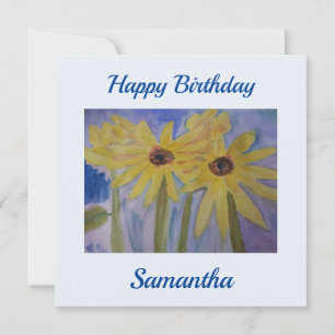 Sommergelbe Sonnenblumen Flat Birthday Card Karte