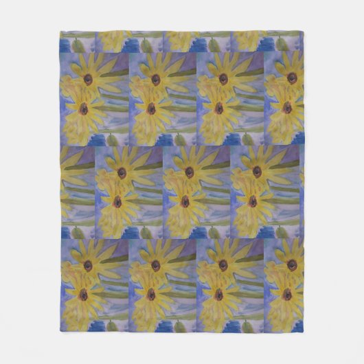 Sommergelbe Sonnenblumen Fleecedecke (Vorderseite)