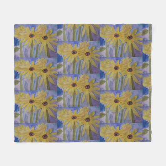 Sommergelbe Sonnenblumen Fleecedecke (Vorderseite (Horizontal))