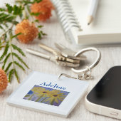 Sommergelbe Sonnenblumen Personalisiert Schlüsselanhänger (Vorderseite rechts)