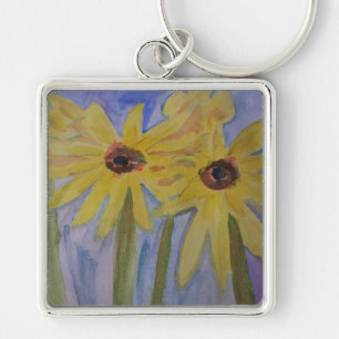 Sommergelbe Sonnenblumen Premium Key Ring Schlüsselanhänger