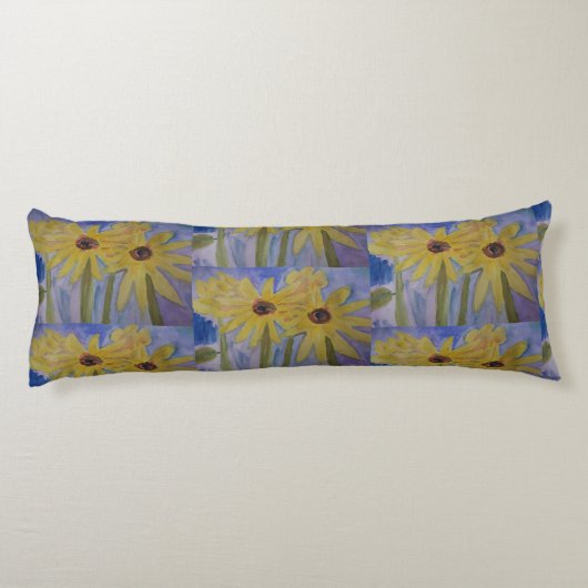 Sommergelbe Sonnenblumen Seitenschläferkissen (Rückseite)