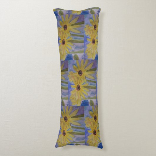 Sommergelbe Sonnenblumen Seitenschläferkissen (Vorderseite Vertikal)