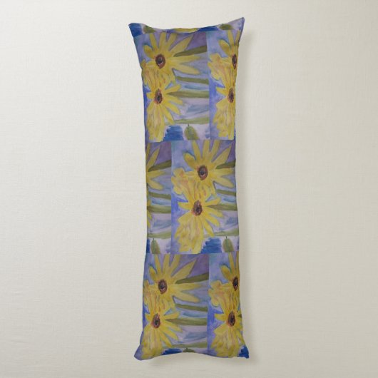 Sommergelbe Sonnenblumen Seitenschläferkissen (Rückseite (Vertikal))