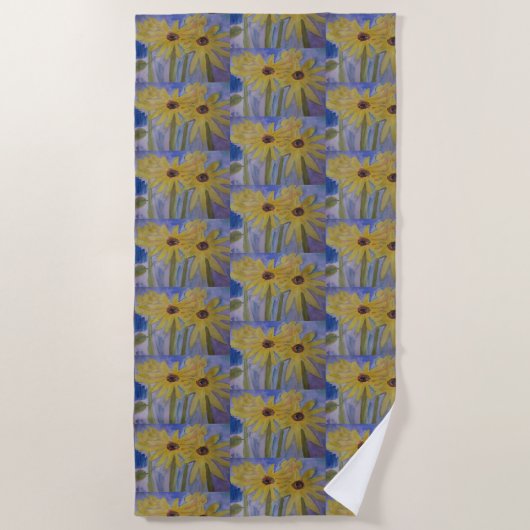 Sommergelbe Sonnenblumen Strandtuch (Vorderseite)