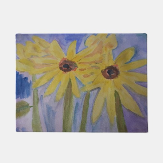 Sommergelbe Sonnenblumen Türmatte (Vorderseite)