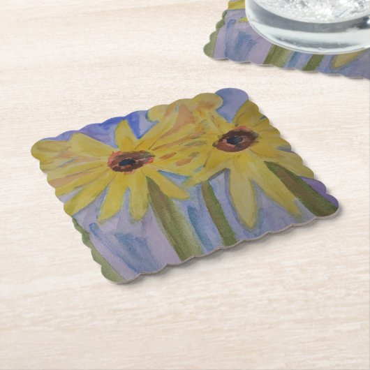 Sommergelbe Sonnenblumen Untersetzer (angewinkelt)