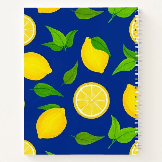 Sommergelbe Zitronen Blaue Rezept Notizblock (Rückseite)