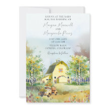 Sommergelber Stall Einladung zur Hochzeit