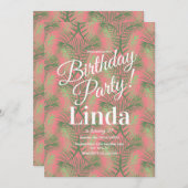 Sommergepflegtes Palmenblätterpink Einladung (Vorne/Hinten)