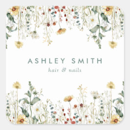 Sommergeschäft Wildblume Quadratischer Aufkleber