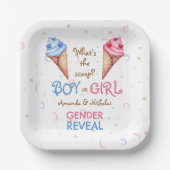 Sommergeschlecht offenbart Eiscreme Pink Blue Pappteller (Vorderseite)