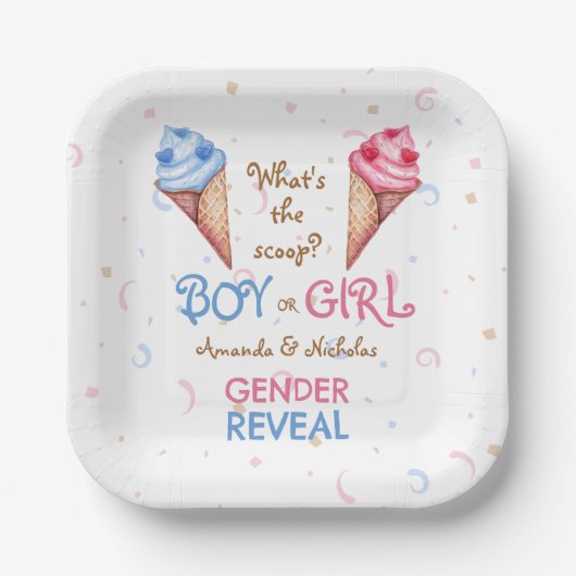 Sommergeschlecht offenbart Eiscreme Pink Blue Pappteller (Vorderseite)