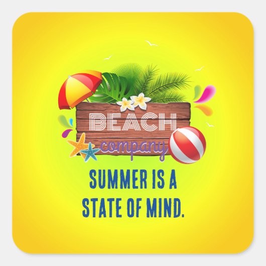 Sommergesellschaft Quadratischer Aufkleber (Vorderseite)