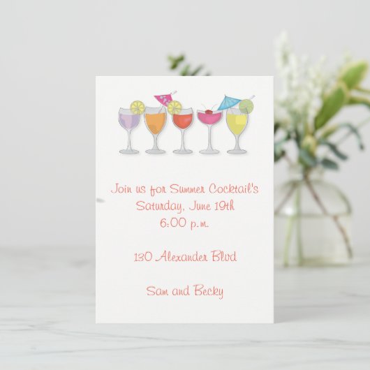 Sommergetränke Einladung (Stehend Vorderseite)