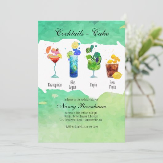 Sommergetränke Einladung (Stehend Vorderseite)