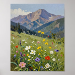 Sommerglanz: Eine lebendige Wildblumenwiese darunt Poster