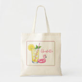 Sommerglas Limonade mit Flamingo-Poolfloat Tragetasche (Vorne)
