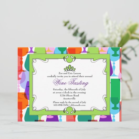 Sommergläser Weinprobe Einladung (Stehend Vorderseite)