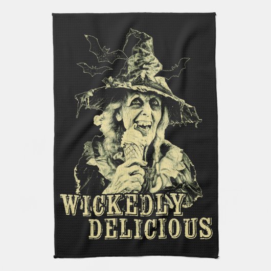 Sommergoth Spooky Hexe mit Eis Geschirrtuch (Vertikal)