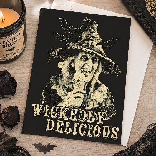 Sommergoth Spooky Hexe mit Eis Postkarte
