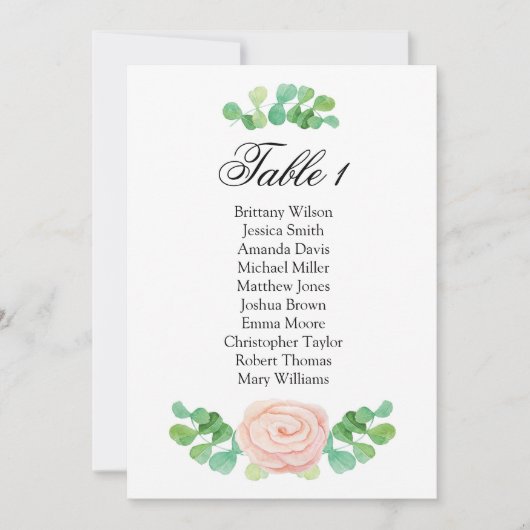 Sommergrüne Sitzkarte. Hochzeitstisch Einladung (Vorderseite)