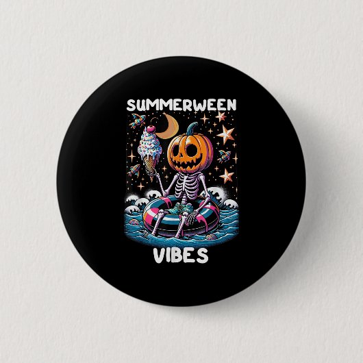 SommerHalloween Funny Skeletter Eiscreme Button (Vorderseite)