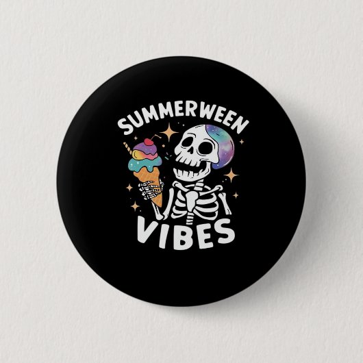SommerHalloween Funny Skeletter Eiscreme Button (Vorderseite)