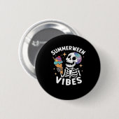 SommerHalloween Funny Skeletter Eiscreme Button (Vorne & Hinten)