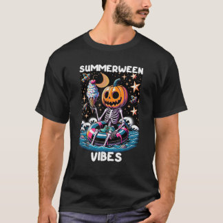 SommerHalloween Funny Skeletter Eiscreme T-Shirt