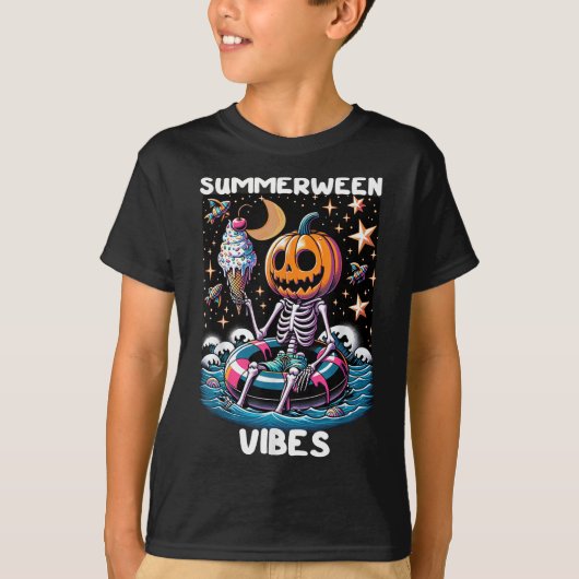 SommerHalloween Funny Skeletter Eiscreme T-Shirt (Vorderseite)