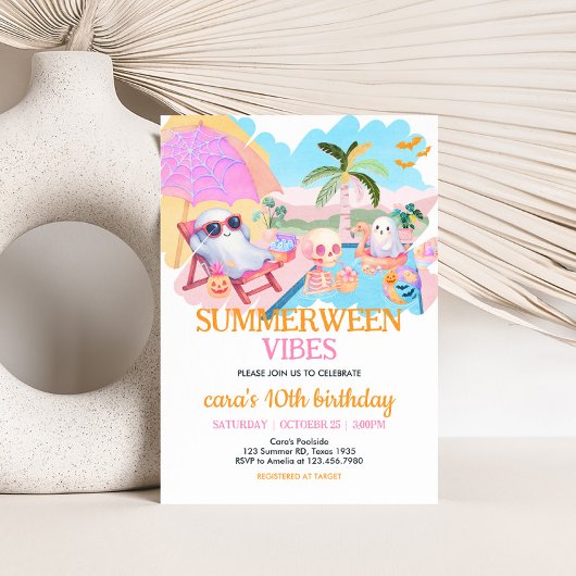 SommerHalloween Pool Geburtstag Einladung