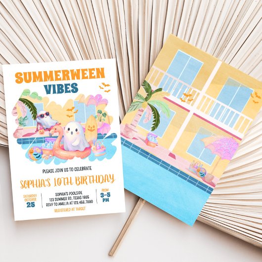 SommerHalloween Pool Geburtstag Einladung