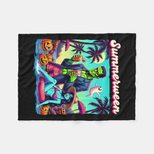 SommerHalloween Zombie Frankenstein Bo Fleecedecke (Vorderseite (Horizontal))