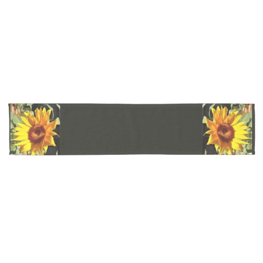 Sommerhaus Gelbe Sonnenblume auf schwarz Kurzer Tischläufer (Horizontal)